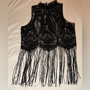 Torrid black fringe/lace vest